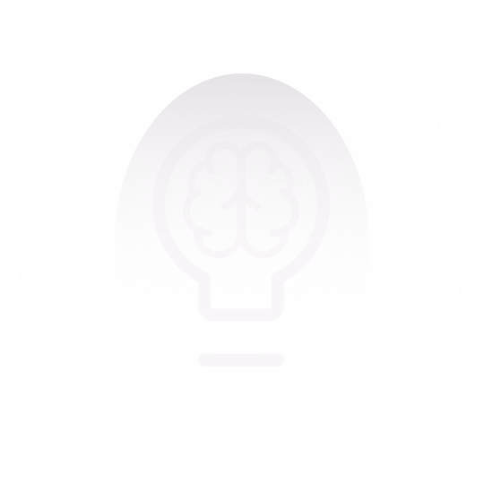 Lightbulb icon containing a brain design within concentric circles.